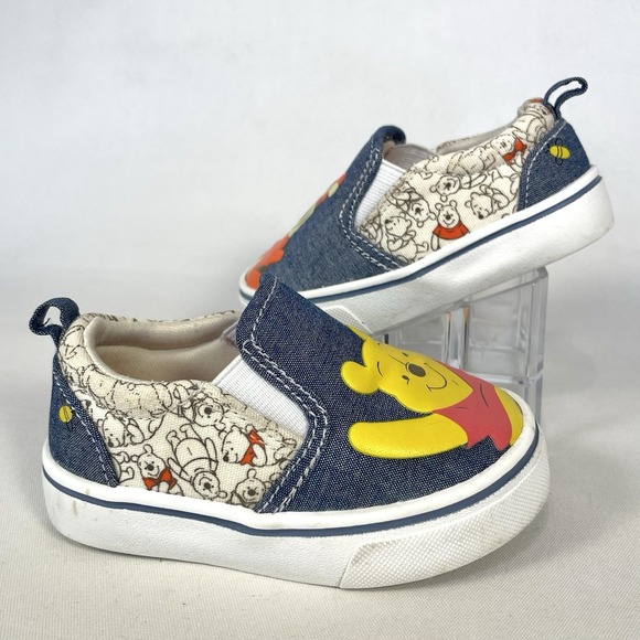 Disney Baby Winnie Pooh Tigger Slip On Sneakers Infant Size 5 Denim Shoes - Picture 2 of 9
